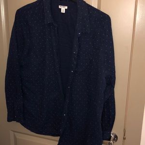 Navy blue and green button down